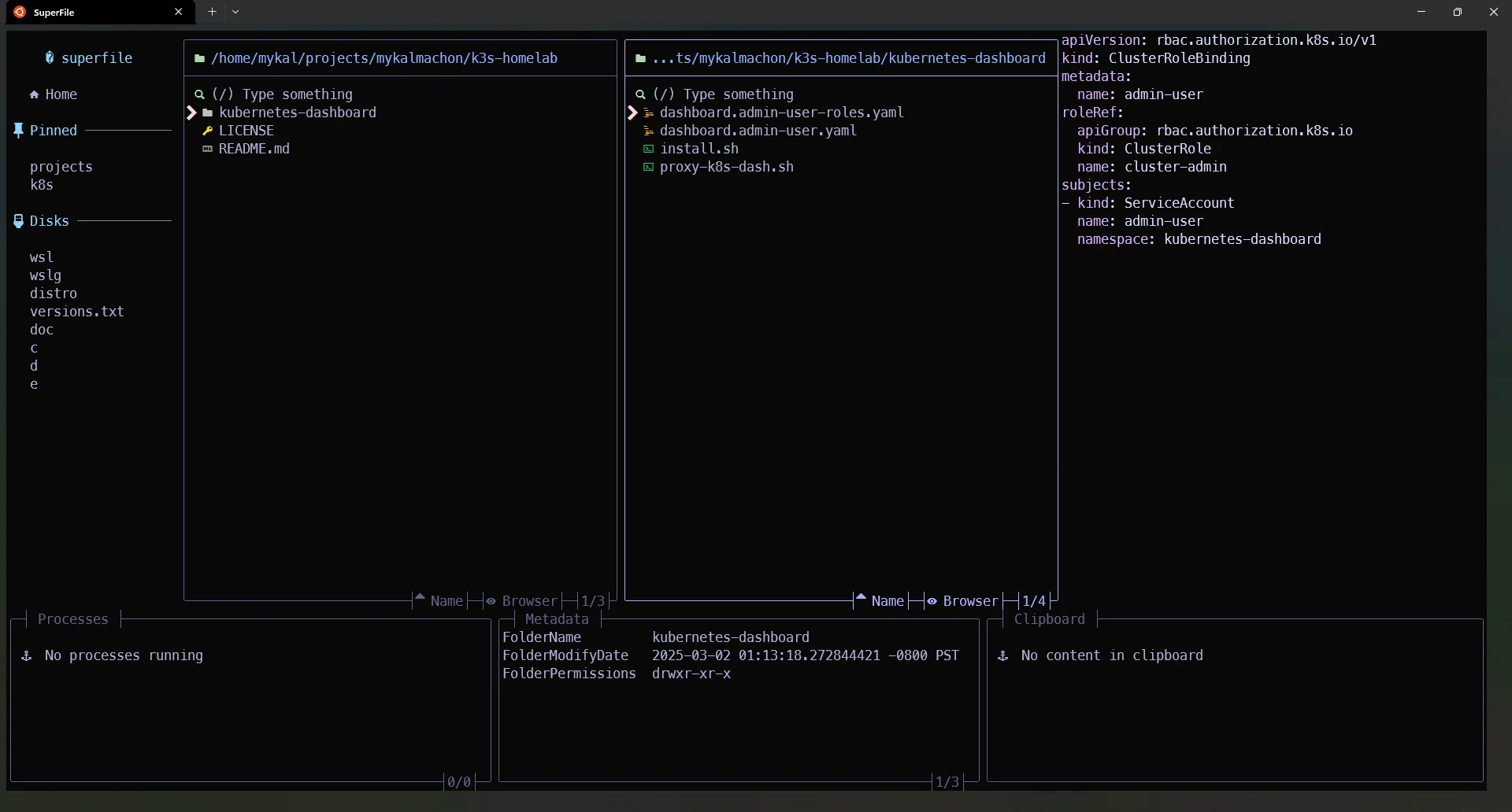 a screenshot of the superfile CLI looking over a folder structure